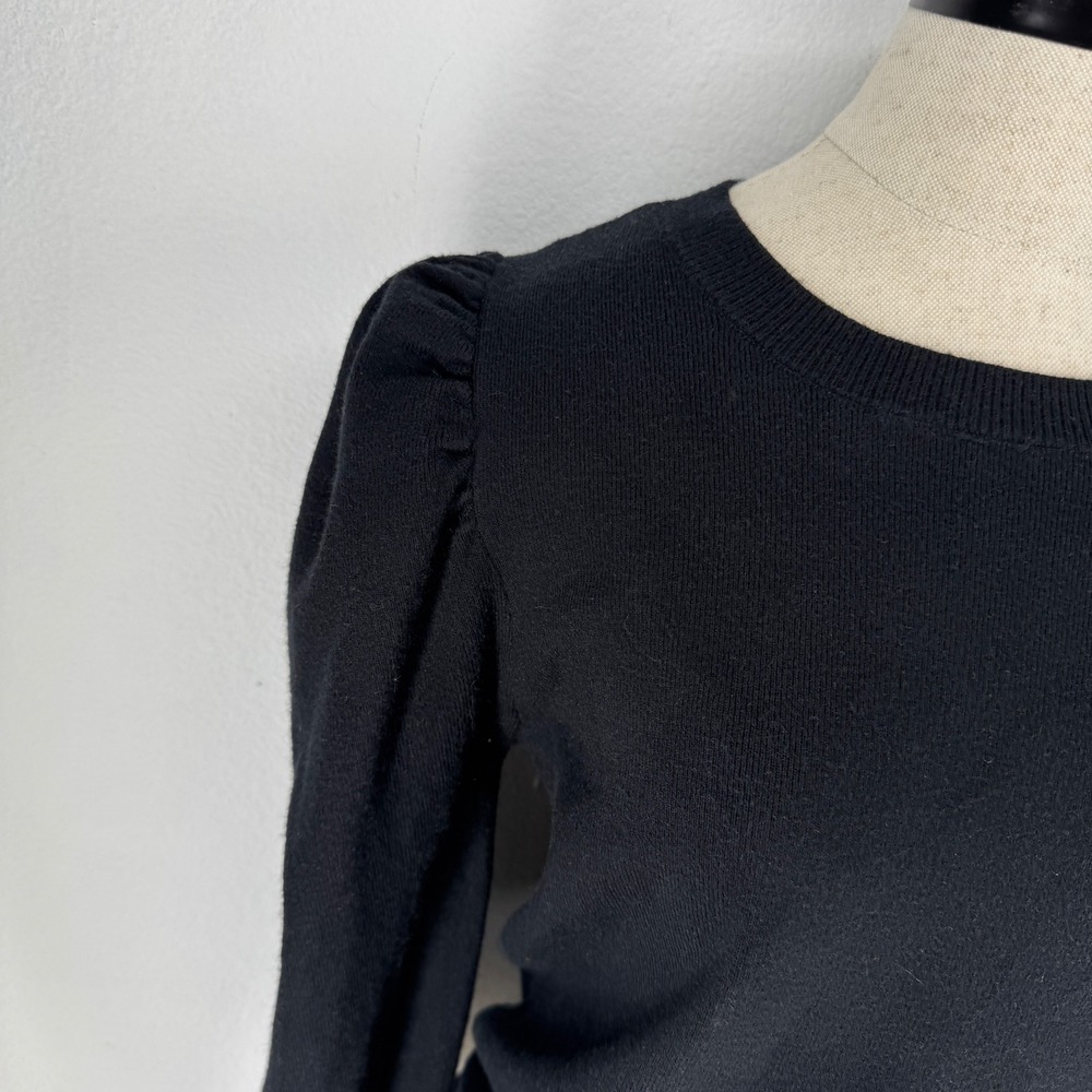 WAYF Puff Long Sleeve Knit Crewneck Sweater Small Black Regency Goth Feminine - Picture 7 of 9